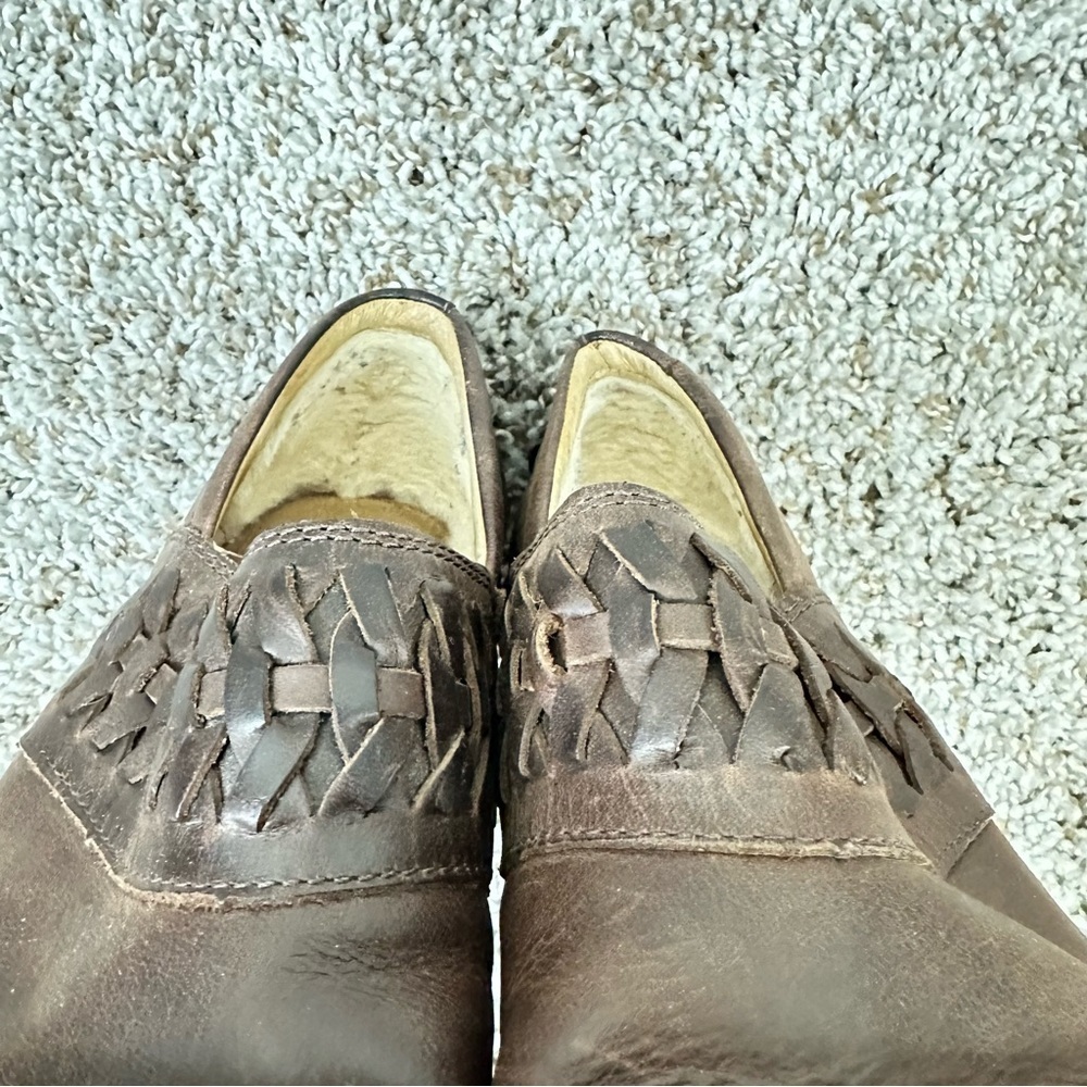 UGG Anila Shearling Wool Lined Leather Brown Clog Slip On Shoes Brown Comfort 8 - Picture 5 of 6